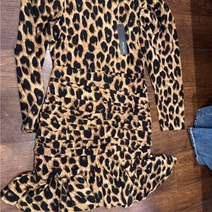 Beulah Animal Print Dress with Collar